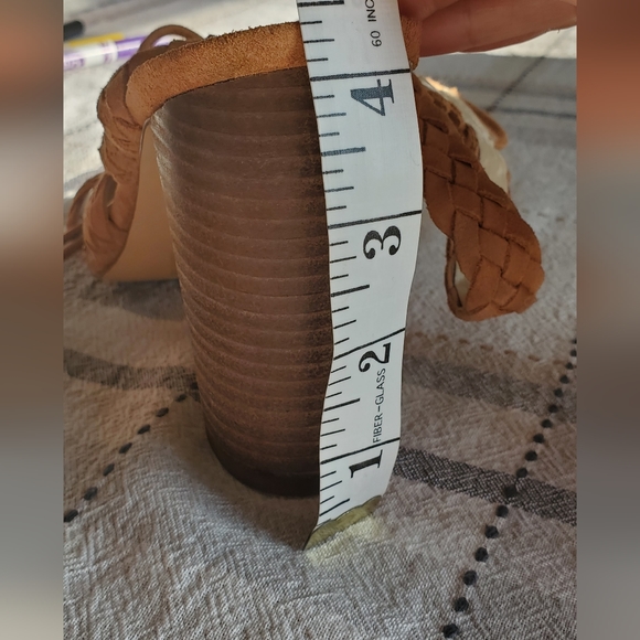 BCBG Tan Braided Leather Lorette Heels - Picture 5 of 8